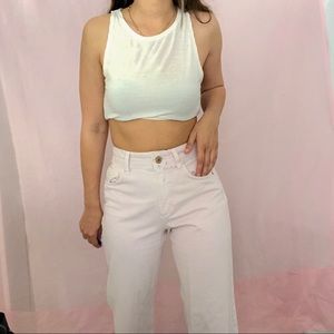 Pink Denim Wide Leg Pants